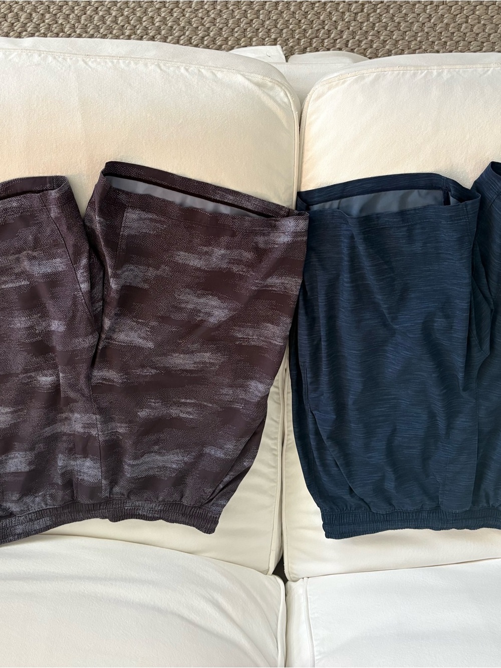 lululemon athletica Men's Athletic Shorts in Navy Blue and Black/ White Pattern
